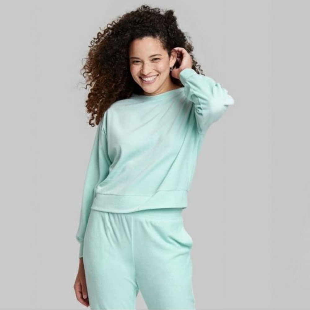 Wild Fable Velour Cropped Sweatshirt, Large